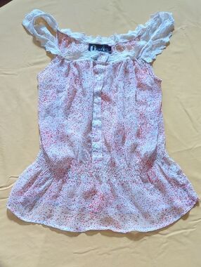 Chandelier Floral Button-Front Sleeveless Top - Size M